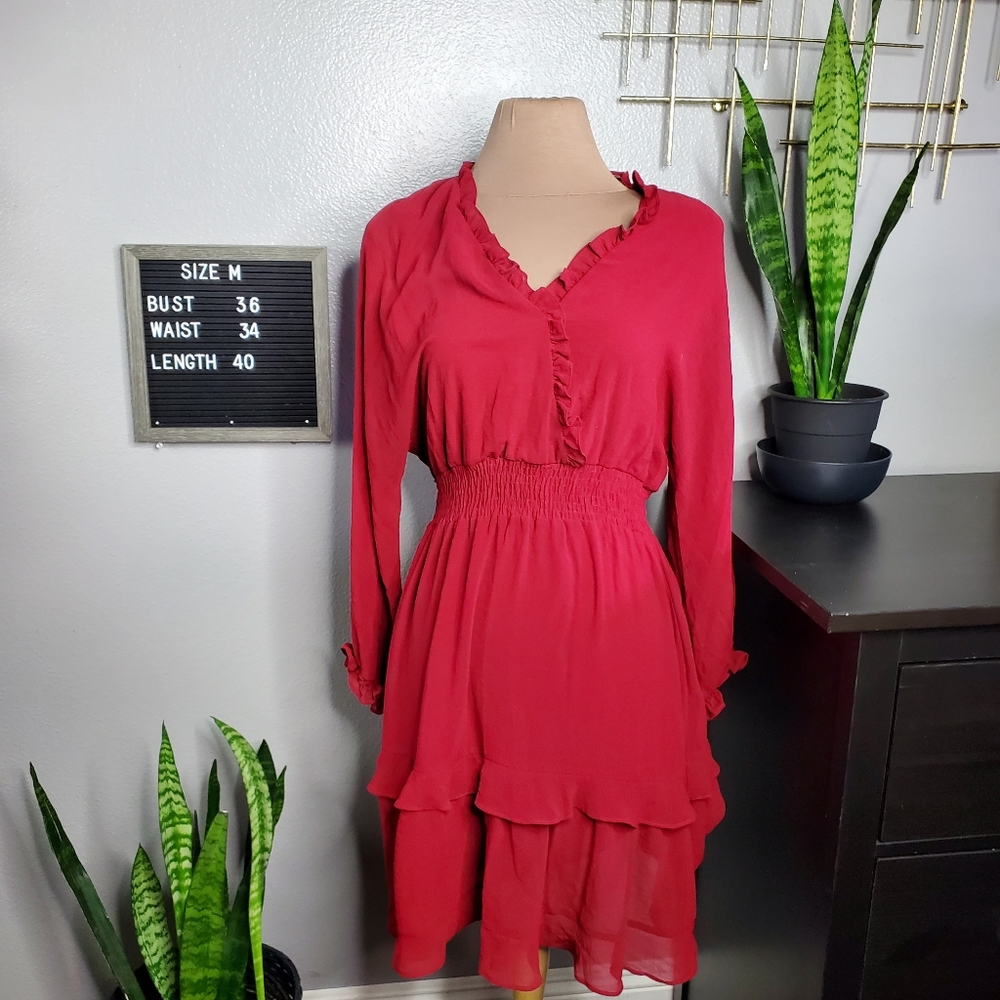 Red sheer dress